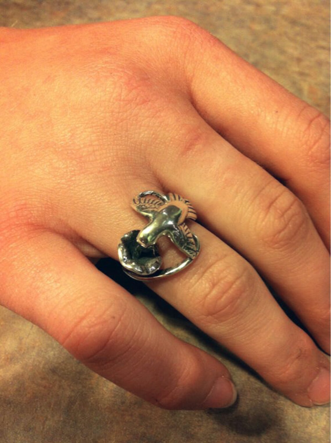 Hummingbird Nectar Ring in White or Gold Bronze Etsy