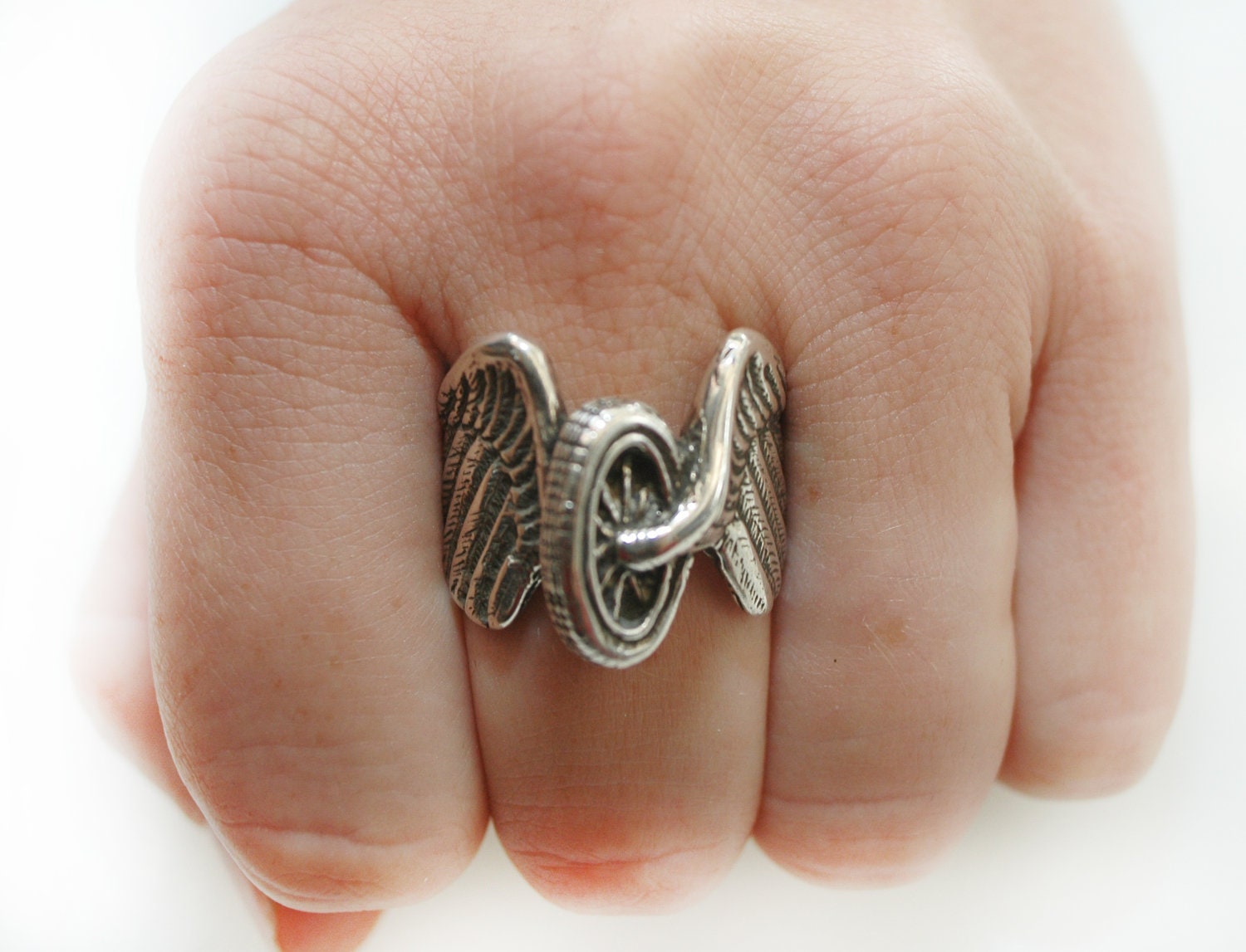 Winged Wheel Motorcycler's Ring in Sterling Silver | Etsy