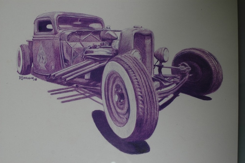 Rat Rod Street Rod Pencil Drawing Original Artwork | Etsy