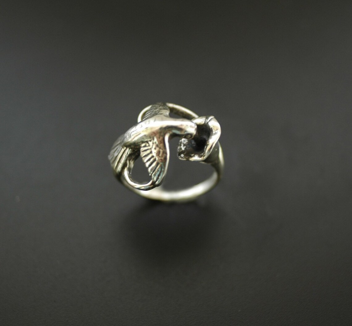 Hummingbird Nectar Ring in White or Gold Bronze Etsy