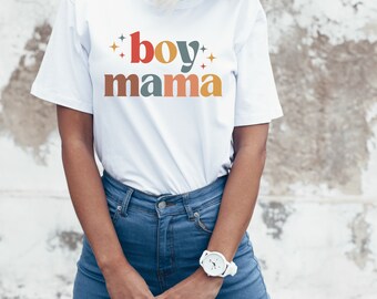 Boy Mama Shirt, Retro Mom Life Tee, Baby Shower Gift