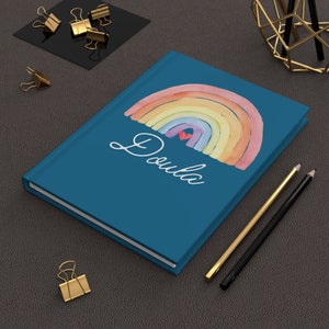 Doula Notebook, Doula Journal, Hardcover Doula Journal, Rainbow Doula Journal, Gift for Doula, Personalized Notebook, Cute Doula Supplies