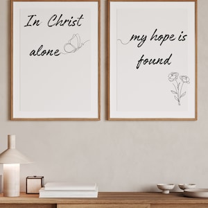 Set of 2 Chrisitan Hymn Printable Wall Decor, In Christ Alone My Hope is Found Hymn Printables, Printable Wall Hymn, Jesus Hymn Art,