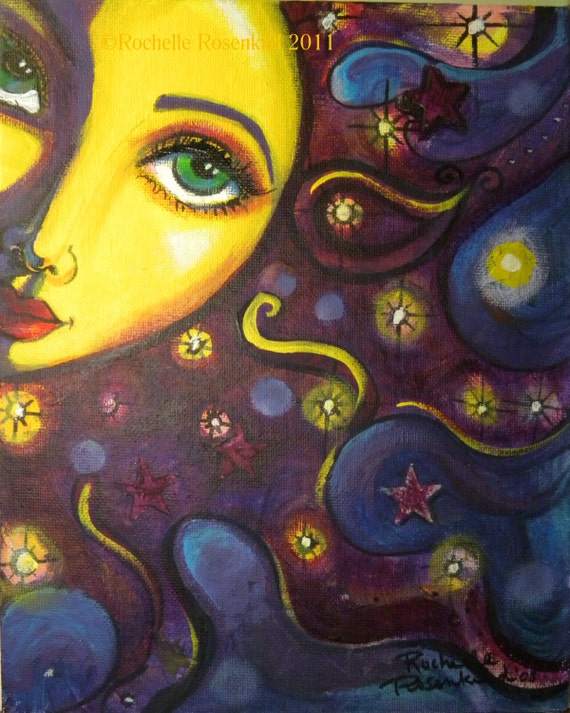 Sun Face Painting Celestial Goddess Art Print 8 X 10 Etsy