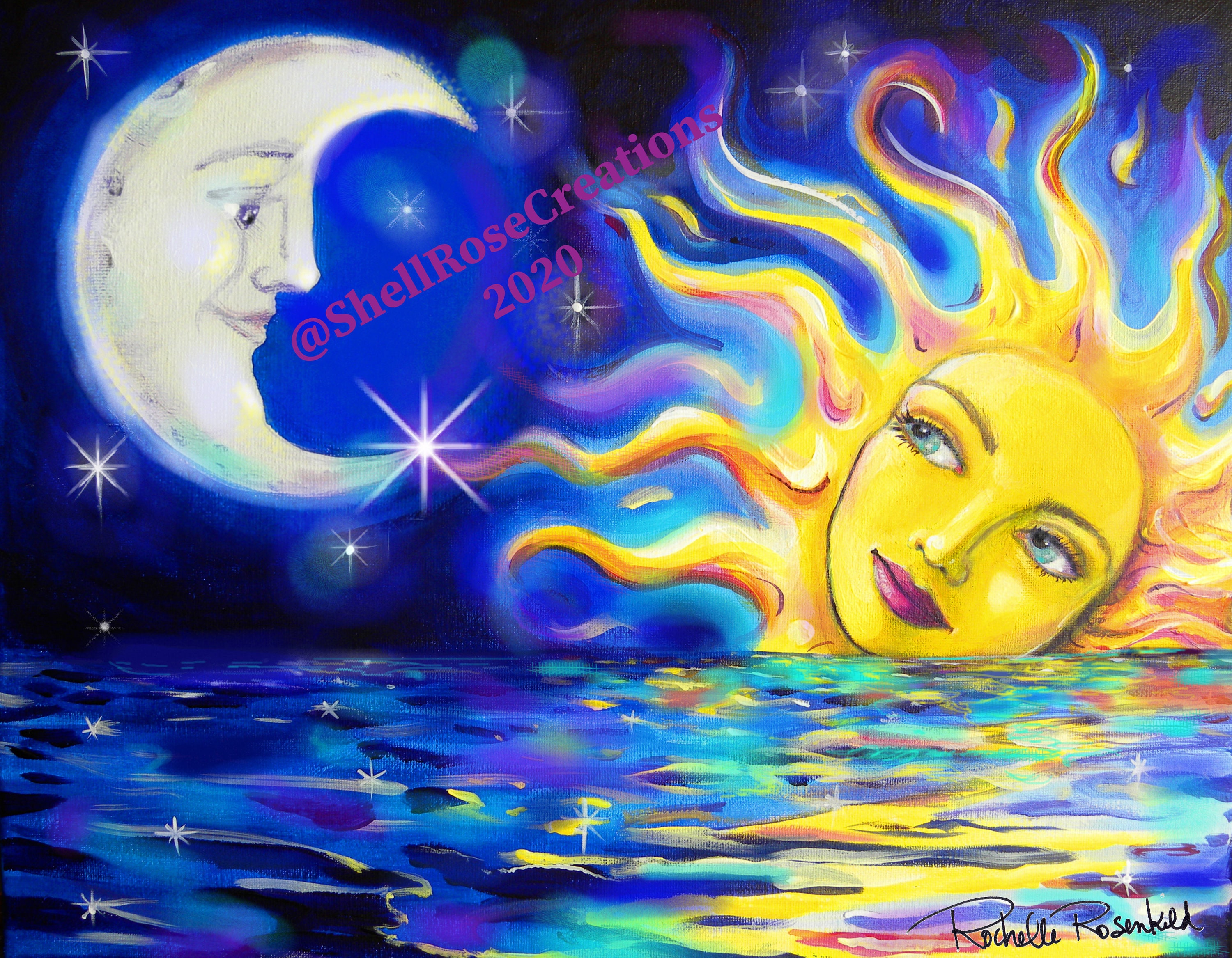 「MOON.」CLARITY ART Solar Goddess Meets the Moon 8 X 10 Art Print Celestial