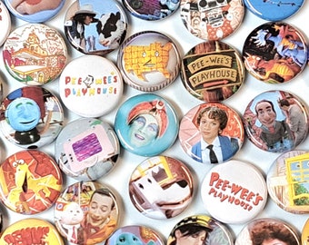 PeeWee's Playhouse Retro Assorted 1 Inch Pinback Buttons - Set of Six