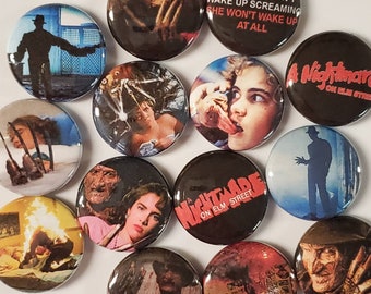 Nightmare on Elm Street Horror Film Assorted 1 Inch Pinback Buttons - Set of Six