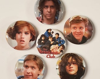 Retro Breakfast Club 1 Inch Pinback Buttons - Set of Six (6)