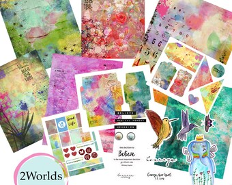 Junk Journal Printable, Gelli Print Paper, Digital Paper, Art Journal Printable Paper, Collage Sheets, Junk Journal