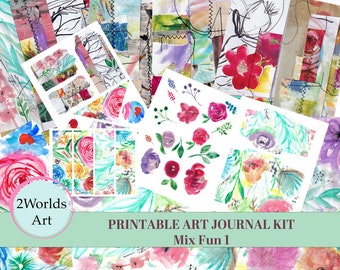 Junk Journal Printable,  Art Journal, Junk Journal , Watercolor stickers and paper, Procreate, Digital Paper, Cricut stickers