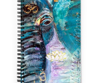 Mixed Media Elephant Spiral notebook, Art Gift, Animal Art, Sketchbook, List Journal, Bullet Journal, Unique Gift , Gifts for Her