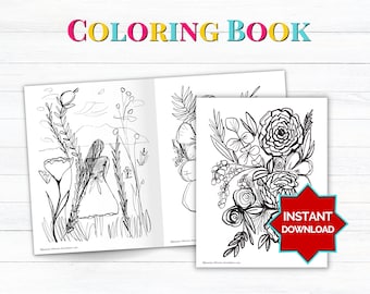 Adult Coloring Books for Stress Relieving, PDf Coloring Pages, Digital Coloring Pages