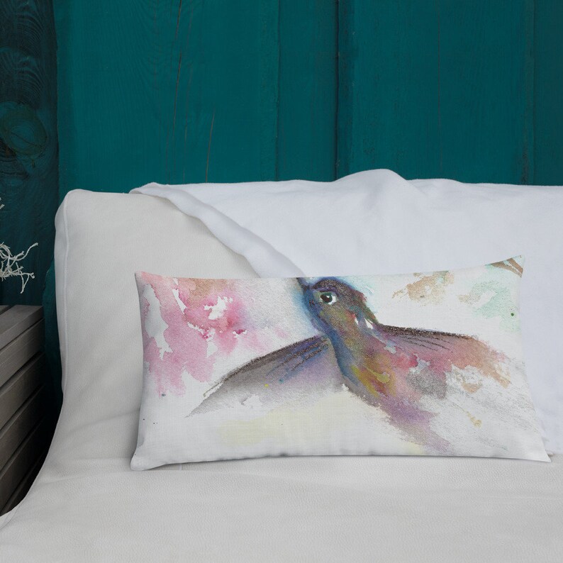 Best Friend Gift Woodland Painting Watercolor Throw Pillow Hummingbird Watercolor Paint Watercolor Painting Accent Pillow for Couch