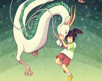 Haku & Chihiro 11x17" Poster Stampa