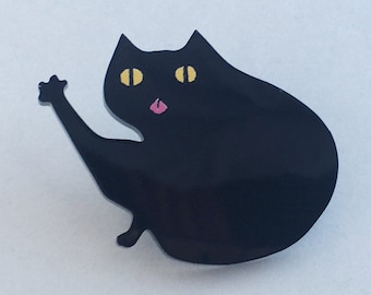 Leere Katze solide schwarz Acryl Anstecknadel - LEGY