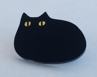 Leere Katze solid schwarz Acryl Anstecknadel – LOAF