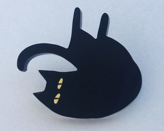 Leere Katze solide schwarz Acryl Anstecknadel - LONG