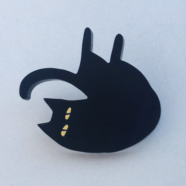 Void Cat Solid Black Acrylic Lapel Pin– LONG