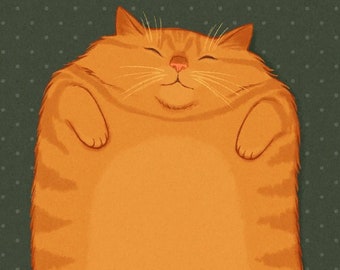Big Orange Boy - Illustrazione di gatto carino Stampa artistica firmata