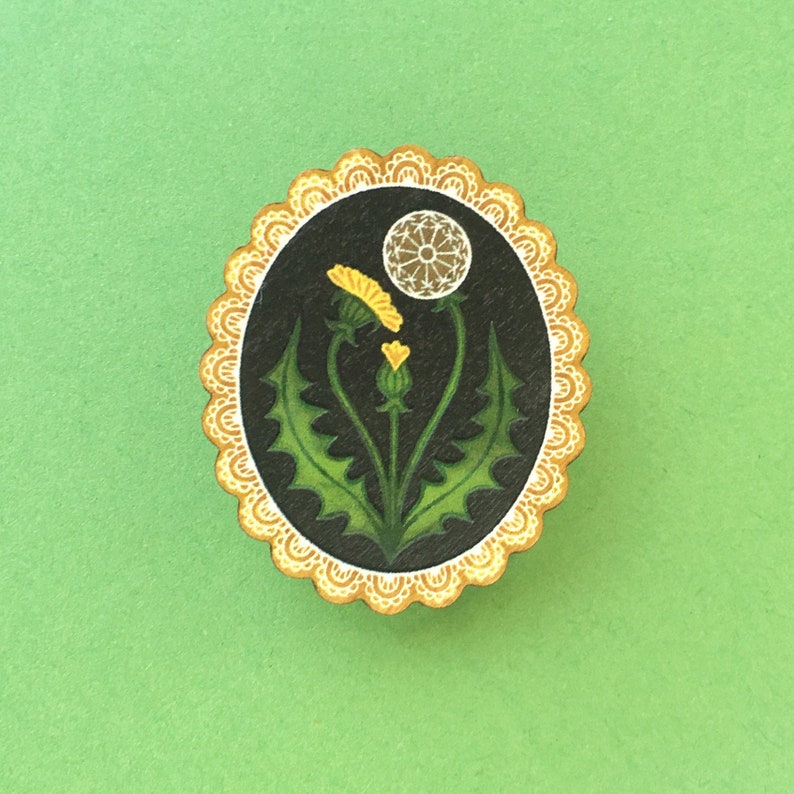 Dandelion Legno Lapel Pin immagine 1