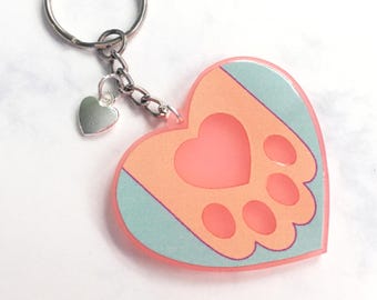 Toebean Love Pink Frosted Acrylic Keychain- Orange version