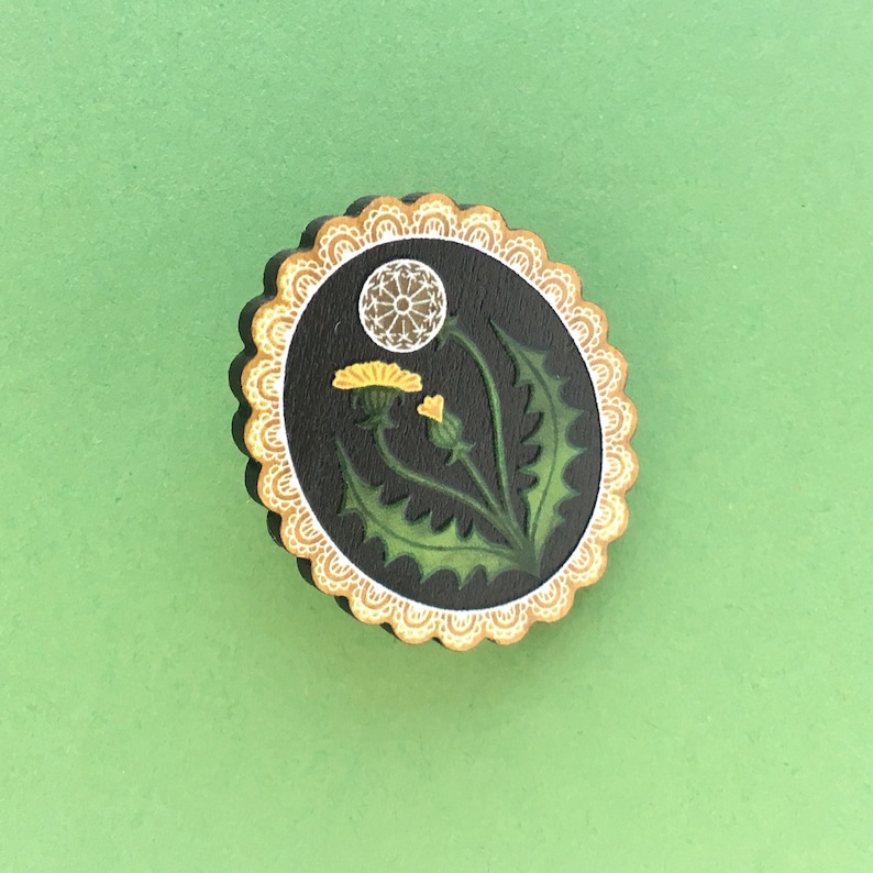 Dandelion Legno Lapel Pin immagine 2