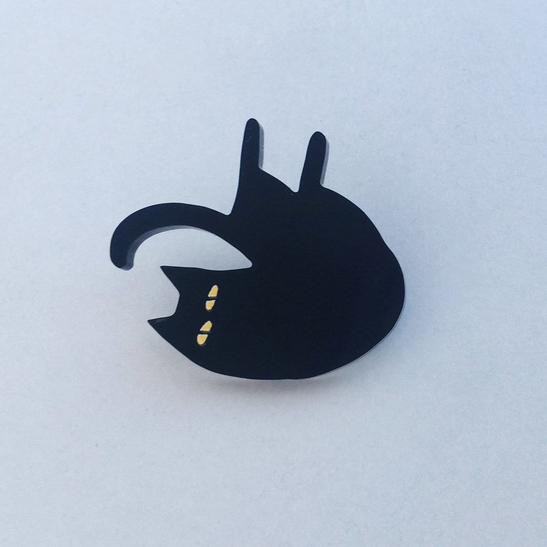 Vacío gato negro sólido acrílico solapa Pin LARGO - Etsy España