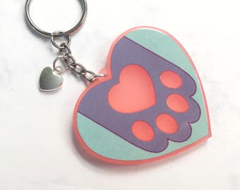 Toebean Love Pink Frosted Acrylic Keychain- Gray version