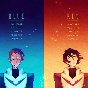 Blue Lips / Red Eyes 11x17&quot; Poster Print Combo Pack- Lance & Keith Voltron Legendary Defender fan art illustrations