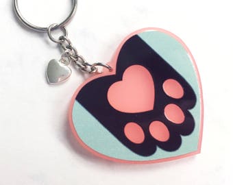 Toebean Love Pink Frosted Acrylic Keychain- Black version