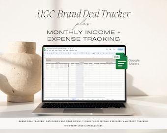 Brand Deal Tracker Google Sheet | UGC Income & Expense (Digital Download)