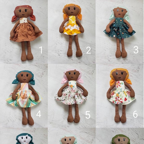 Baby dolls for baby and kids, all fabric washable doll with removable skirt, light, brown girl dolls, sustainably made doll