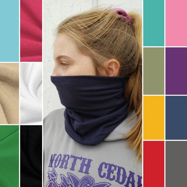 Solid Color Cotton/Lycra Neck Gaiter Face Mask Travel Mask Etsy