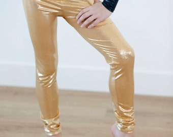 Shiny Metallic Leggings for Girls Size 2t-12, baby girls size 0-3 up to 12-18 months, colors-Gold, silver, black, red, pink, etc