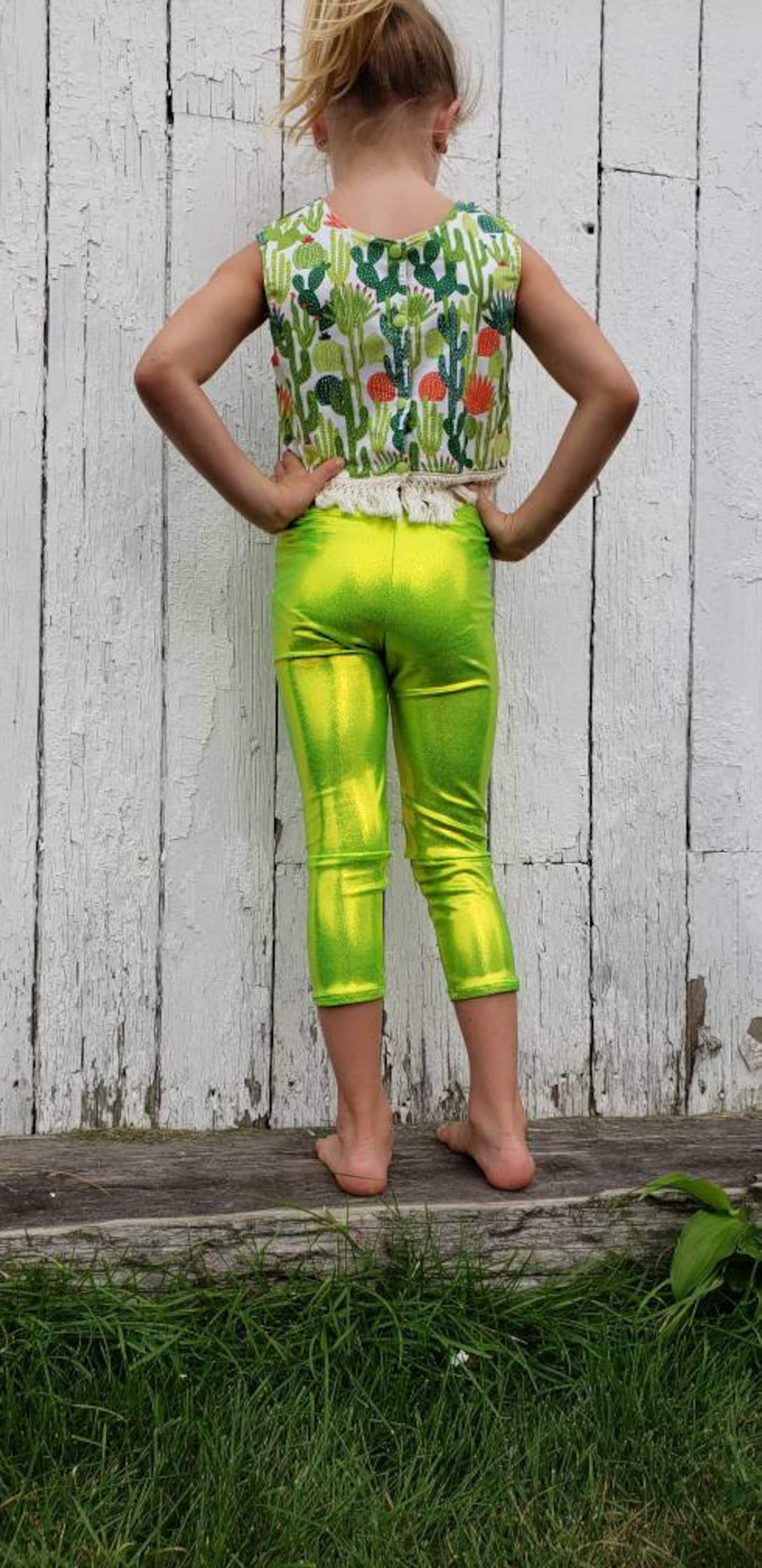 Shiny Metallic CAPRI Leggings for Girls Size 2t10 Baby Girls Etsy