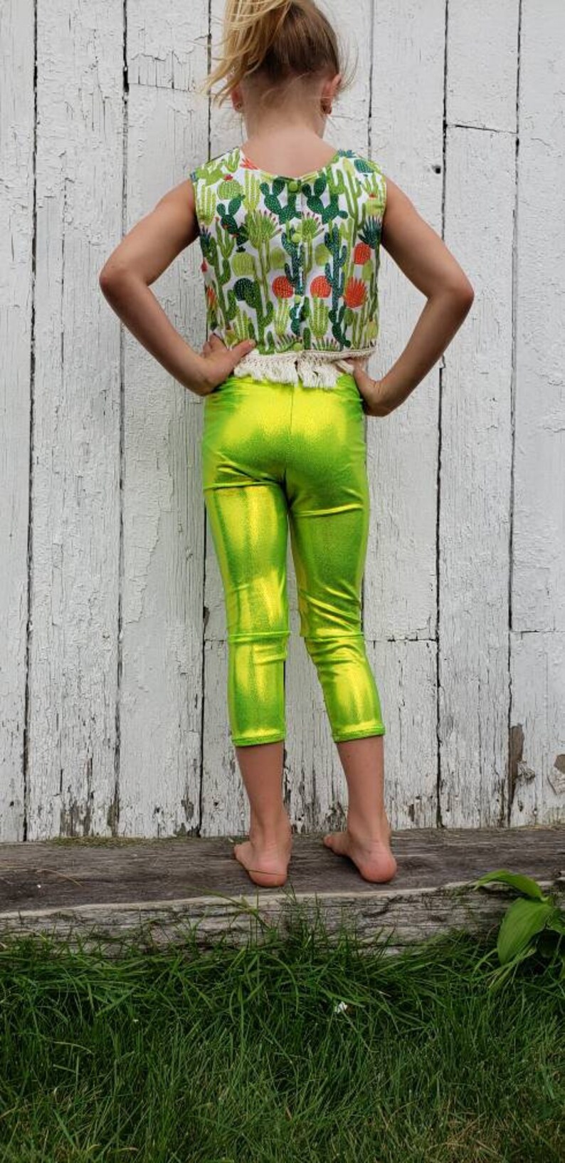 Shiny Metallic CAPRI Leggings for Girls Size 2t10 baby girls Etsy