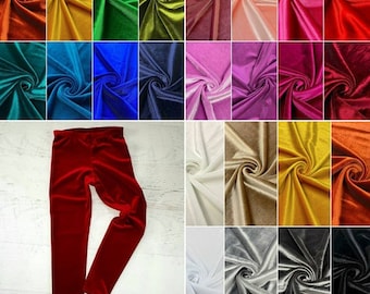 Stretch Velvet leggings for baby size 3-6 months through girls 12 years, 24 colors to choose from, red, gray, green, gold, plum, wine, navy