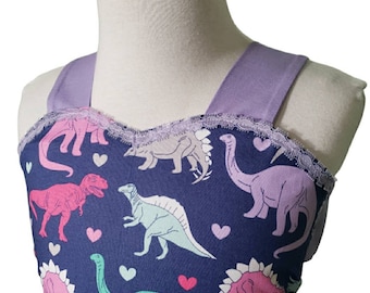 Dinosaurs with Hearts Dress for Baby and Girls  6-12 months through size 10, Open Back Spring and summer dress, birthday party, museum dress