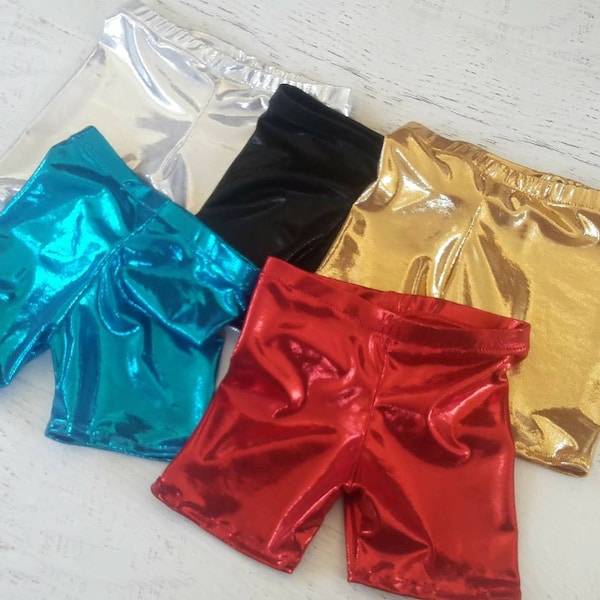 Shiny Metallic Bike Shorts for kids Size 2t-10, baby girls size 0-3 up to 12-18 months, colors-Gold, silver, black, red, pink, purple, blue