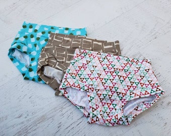 Panties for Kids Size 12 months to 12 years, Choose 3, 5 or 7 pack of underwear, Elastic Free Undies, Triangles, Pineapple undies