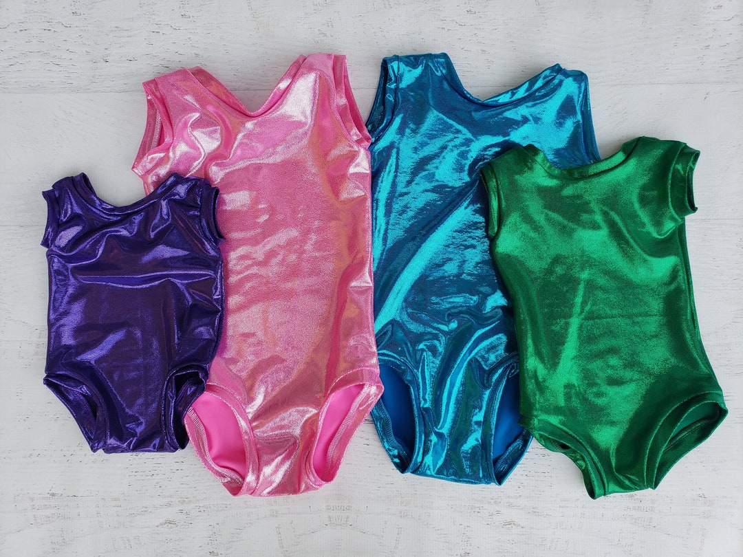 Shiny Metallic Leotard Long Sleeve Leo One Piece Bodysuit Etsy