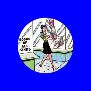Frau mit Bücherstapel Magnet