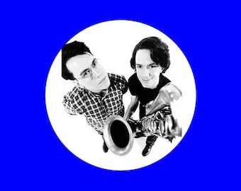 Apollo 18 Johns with sax (black and white) button  or magnet