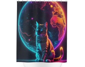 Cat and Earth Shower Curtain