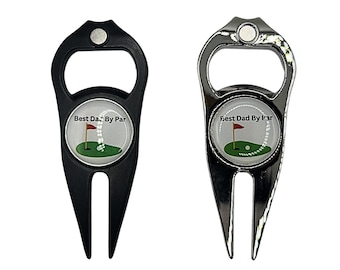 Golf Divot Tool: "Dad By Par" Ball Marker, Bottle Opener