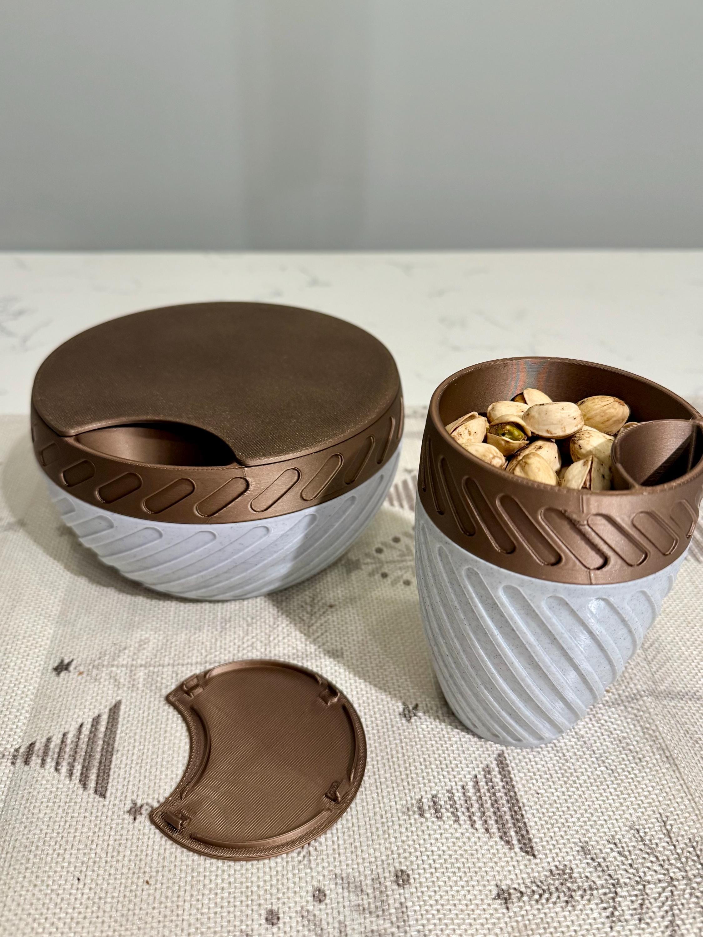 Bol à Pistaches Double Chambre Imprimé 3D Avec Rangement Coquilles - Grand Bol Service Noir Pour Noix Et Snacks