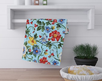Strofinaccio floreale, messaggio nascosto, stravagante decorazione da cucina