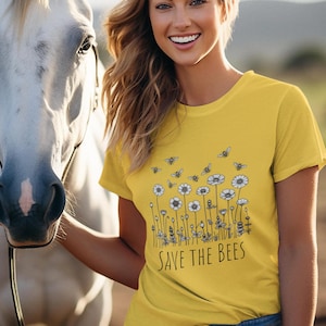 Camiseta con estampado de abeja, regalo para amantes de la naturaleza, salva a las abejas, camiseta unisex, camiseta para amantes de los animales, camiseta con mensaje de polinizador, camiseta para amantes de las abejas.