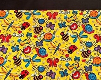 24 CHAIR POCKETS Durable Cotton  Happy Bug  print with black  backers  Free Shipping