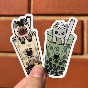 Boba Cat Vinyl Stickers